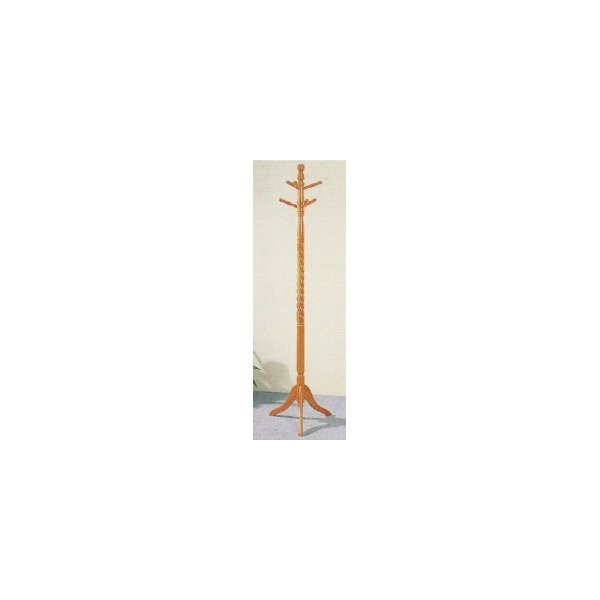 The Furniture Cove Man CAVE Twist Style Oak Finish Wood Coat & Hat Rack Stand