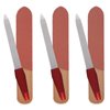 3 Pack Metal Nail File with Sharp Pointed Tip and Leather Sheath Case for Natural Nails, 5 Inches Fingernail Files Stainless Steel Manicure Double Sided Sapphire Grit Nail Filer Silver Brown