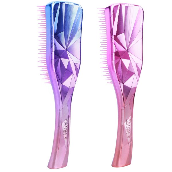 DDHOM Detangler Hair Brush for Adults & Kids (2 Count)- Natural, Curly, Straight, Wet or Dry Hair, Three Layer Comb Structure, Massages Scalp (Purple + Pink)