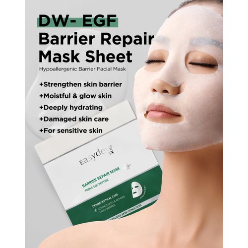 EASYDEW Barrier Repair Mask - Intense Moisture-Rich Face Mask with Revitalizing Cream Essence for Lasting Hydration with EGF Peptide, Ceramides, Hyaluronic Acid, 4 Sheets