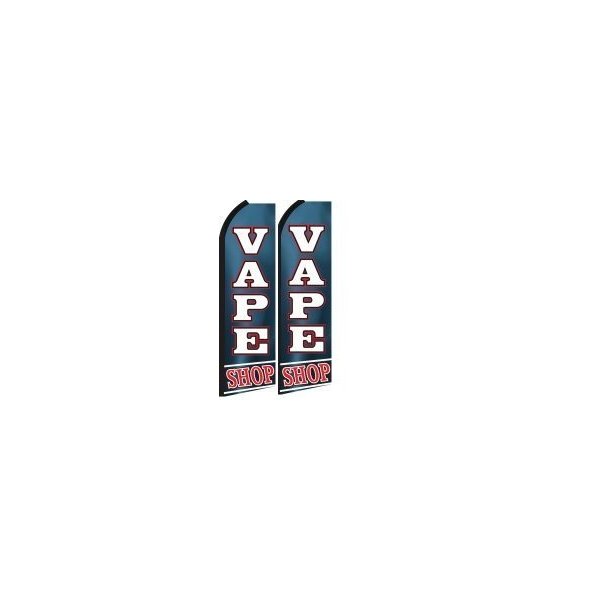 Vape Shop Standard Size Swooper Feather Flag Sign Pk of 2 (11.5x 2.5 Feet)