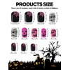288PCS Halloween Fake Nails EBANKU Halloween Short Square False Nails with Nail Adhesive Tabs Press on Nails Full Cover Glossy Skull Bat Artificial Fingernails for Women Girls Nail Art Decoration