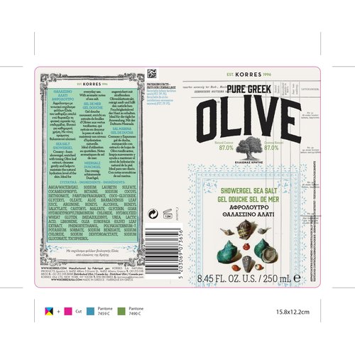 KORRES Olive Shower Gel, Sea Salt, 8.45 fl. oz.