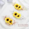 Jeairts Sunflower Bride Wedding Hair Comb Crystal Pearl Bridal Hair Pieces Leaf Side Combs Hair Dress Decorative Hair Accessories for Women and Girls (1-Silver)