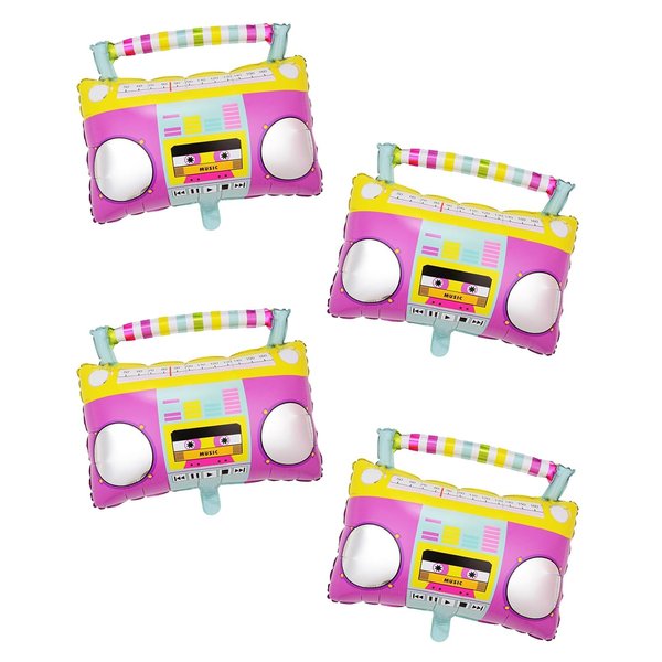Elaliyi Boombox Balloons 4 Pcs Radio Boombox Balloons Inflatable Boombox Inflatable Radio 80s 90s Party Decorations Hip Hop Party Foil Balloons