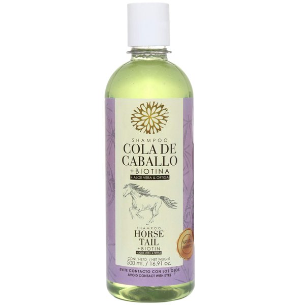 Shampoo Cola de Caballo Biotina, Aloe Vera y Ortiga 500 ml. Natural Shampoo. Horse Tail Shampoo Biotin, Aloe Vera and Nettle 16.91 oz. Lenico