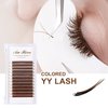 Y Lashes Extensions Colored YY Lashes Premade Fans Brown Eyelash Extensions D Curl 0.07mm 8-15mm Mixed Tray Y Shape Easy Fan Volume Lashes Supplies (YY-0.07-D,Brown)