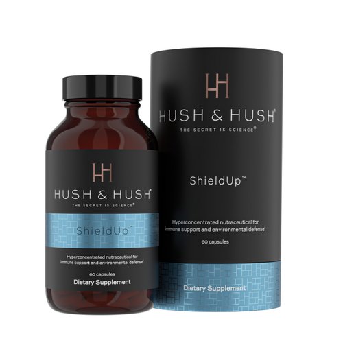 Hush & Hush ShieldUp - Immune Booster Energy Supplement - Brain Booster - Vitamin C, Maca Root, Turmeric and Organic Matcha Leaf Extract - Vegan, Gluten Free - 60 Capsules