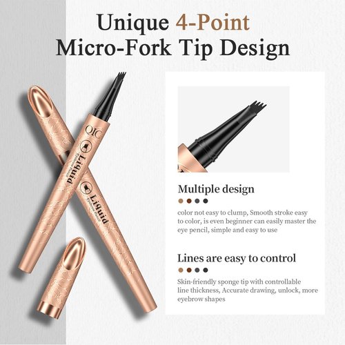Eyebrow Pencil,Dark Brown 4-Point Micro-Fork Tip Eyebrow Pen,Smudge-Proof Portable Microblading Eyebrow Pencil,Eye Makeup Long-Lasting Waterproof To Create Exquisite Natural Eyebrow Hair for Women
