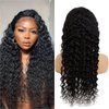 AUOCATTAIL Deep Wave Lace Front Wigs Hair 13x4 Pre Plucked 180 Density Deep Part Curly Wigs Simulation Human Hair for Black Women (30 Inch)