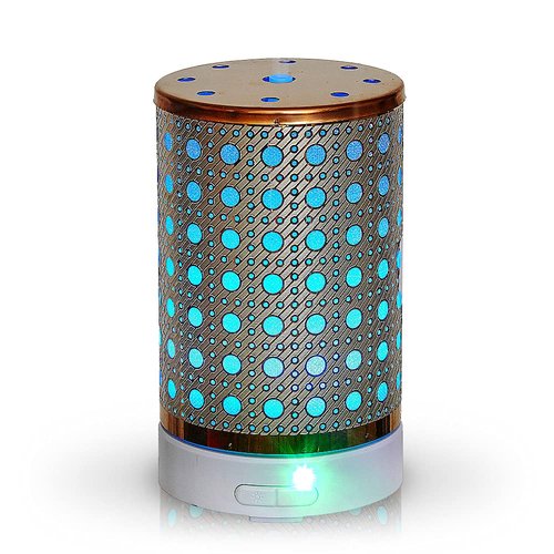 AROMAR Essential Ultrasonic Oil Diffuser Cool Mist humidifier & Aromatherapy - Metallic Finish Diffusers for Essential Oils with Auto Shut-Off and 7 Colors LED for Home and Office 100ml.Copper Dottie