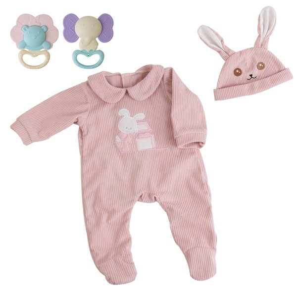 EKOKIZ Reborn Baby Dolls Clothes Girl Pink Rabbit Friend Fashion Doll Clothes 17-22 Inches Baby Doll Clothes and Accessories for Real Life Baby Dolls Girl