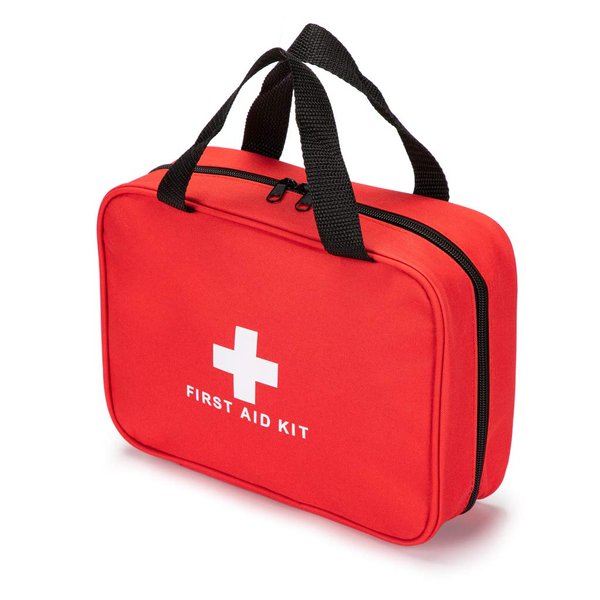 Jipemtra Red First Aid Bag Empty Travel Rescue Pouch First Responder Storage Medicine Emergency Bag for Car Home Office Kitchen Sport Outdoors (Red with Zippered Mesh Bags)