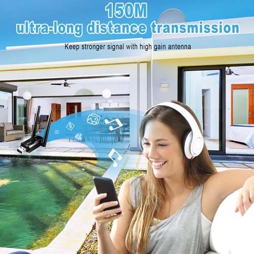 STAPERFO Bluetooth Adapter for PC 5.3, Long Range Bluetooth Dongle 492FT/150M Wireless Transfer Transmitter Receive, USB Bluetooth Adapter Plug & Play for Desktop Laptop PC with Windows 11/10/8.1/7