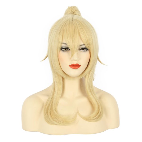 VGbeaty Lolita Blonde Long Wavy Wig with Ponytail for Women Girls Halloween Party Costume Anime Jean Cosplay Wig