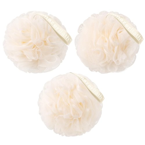 AmazerBath Loofah Sponge, Shower Loofah 60g/PCS - Body Scrubber Loofa Set of 3 Cream Color, Bath Sponge for Men and Women