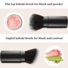 Falliny Retractable Makeup Brush, 2 Pack Travel Kabuki Face Blush Brush, Portable Powder Foundation Sunscreen Brush with Cover for Blush, Bronzer, Buffing, Flawless Powder Cosmetics