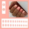 Extra Short Press on Nails Square Orange Glitter Fake Nails Cute Petite Acrylic Nails Decorations French False Nails with Design Artificial Full Cover Glue on Nails for Women Reusable Nails Kit 24Pcs