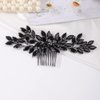 Missgrace Women's Handmade Gothic Black Full Rhinestones Side Hair Comb for Prom Party Special Occasion Punk Headpiece, Black 3