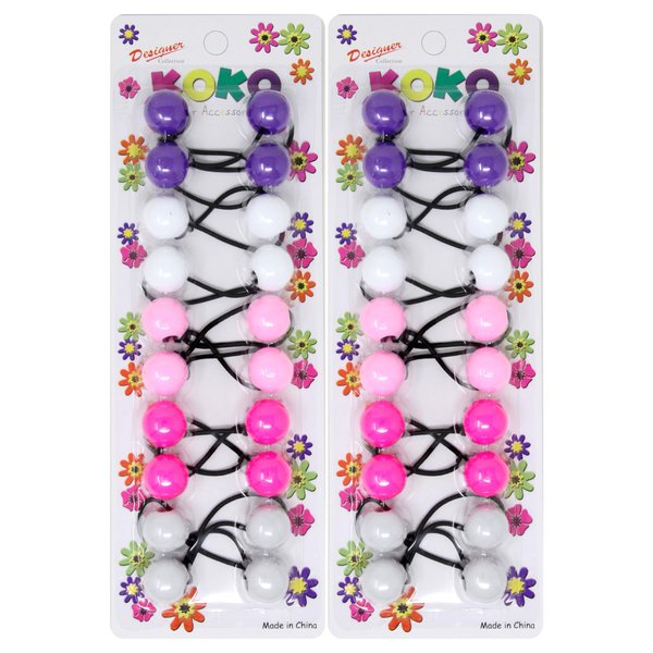 KOKO - Priemum 20 Pcs Bubble hair ties. Elastics Ties 18mm Ball Bubble Ponytail Holders. Colorful Elastic Accessories for Baby Kids Children Girls Women All Ages(PUPLE PINK WT)
