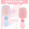 Heasy Kids Hair Brush, 2Pcs Toddler Hair Brush Cute Travel Mini Detangler Brush for Wet Dry All Hair Types Small Hair Brush for Kids Boys and Girls and 2 Hair Ties