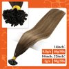Full Shine U Tip Human Hair Extensions 18inch Keratin Bond Hair Extensions Dark Rooted Hair Extensions Balayage Brown Highlight with Blonde 50g/50s Straight Extensions