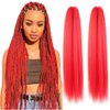 WUDAS Red Braiding Hair 30 Inch Long Pre Stretched Hair Straight Yaki Texture Synthetic Hair Extensions Softness, 2 Packs