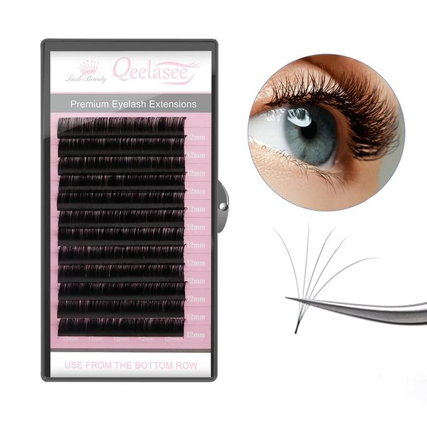 Qeelasee Eyelash Extensions Fake Mink Individual Lashes 0.05 C Curl 8-15 mm Volume Eyelash Extension Salon Use (C, 16/17/18-MIX)