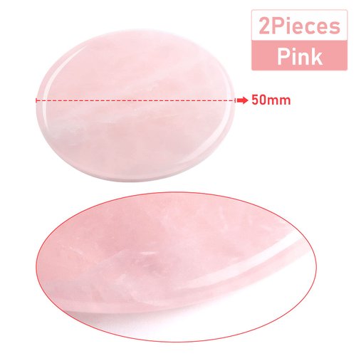 Bememo 2 Pieces Jade Stone for Lash Glue Eyelash Extension Round Jade Stone Lash Glue Holders Adhesive Pallet Fake Eye Lash Holder Base 2 Inch (Pink)