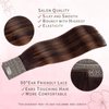 Halo Hair Extensions Real Human Hair 16 Inch #2/6/2 Balayage Dark Brown to Chestnut Brown 95G Invisble Wire Hair Extensions with Transparent Fish Line Clip in Hair Extensions