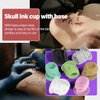 OZER Tattoo Ink Cups with Stable Base and 200pcs Tattoo Ink Cup Skull Disposable Silicone Tattoo Pigment Cup Pink