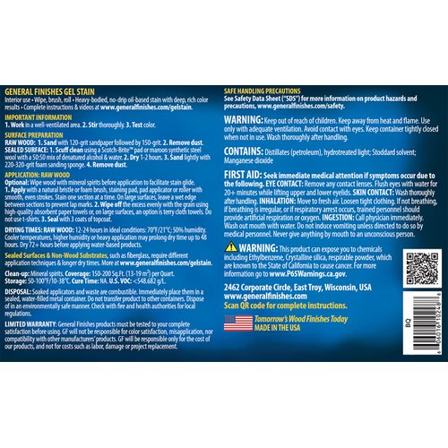 General Finishes Oil Base Gel Stain, 1 Pint, Brown Mahogany