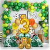 MSMANCY Jungle Safari Birthday decorations 32'' Number 3 Balloons 24Pcs Party Decorations Backdrop Animal Balloons Birthday Decorations for Boys Girls Party Supplies (3)