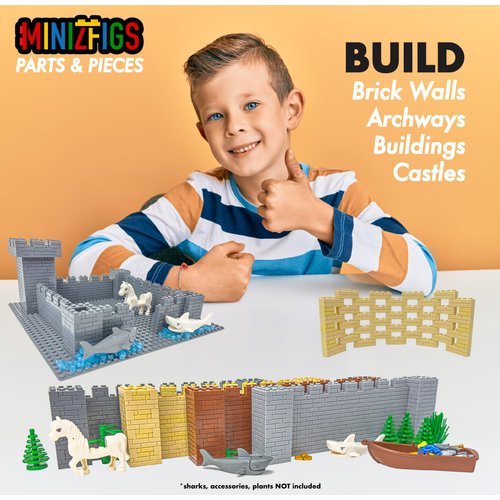 Minizfigs 265 Pieces Reddish Brown Masonry Profile Bricks Set Building Blocks for Bulk Brick Wall Parts and Pieces City Castle Medieval Compatible with Major Building Toy Brands Including Lego
