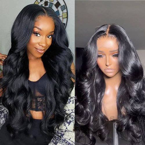 MDL 200% Density HD Transparent Glueless 13x4 Body Wave Lace Frontal Wigs Human Hair Virgin Human Lace Front Wigs Pre Plucked with Baby Hair (24 Inch)