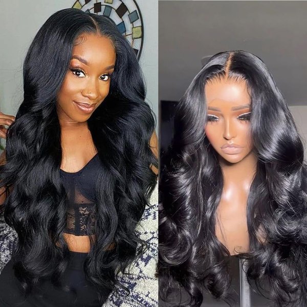 MDL 200% Density HD Transparent Glueless 13x4 Body Wave Lace Frontal Wigs Human Hair Virgin Human Lace Front Wigs Pre Plucked with Baby Hair (24 Inch)