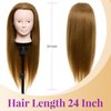 Neverland Beauty Mannequin Head with 50% Real Human Hair, 24 Inch Makeup Hairdressing Training Head Braiding Mannequin Head Manikin Styling Head Cosmetology Practice Doll Head with False Eyelashes #27