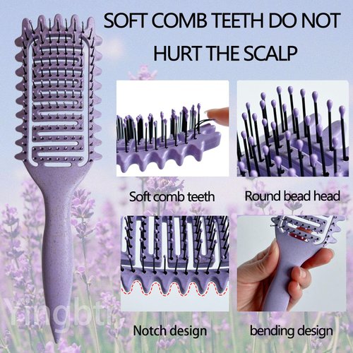 Curl Defining Brush,2024 Best Curly Hair Brush,Vented Hair Brush for Detangling, Shaping and Defining Curls For Women and Men Less Pulling (Purple)