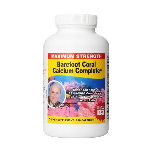 Barefoot Coral Calcium Complete 1500mg, 240 Capsules- Coral Calcium Supplement Developed by Bob Barefoot- Supports Overall Health & PH Levels- Contains Calcium, Magnesium, & Vitamins