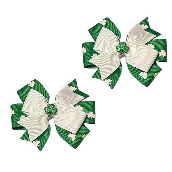 Shamrock Toddler Hair Bow Set