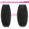 Kinky Straight Clip in Hair Extensions Real Human Hair 8Pcs 120g Kinky Clip Ins Full Head Brazilian Remy Hair Extensions for Women Natural Black Double Weft Hair Extensions Clip Ins 20 Inch