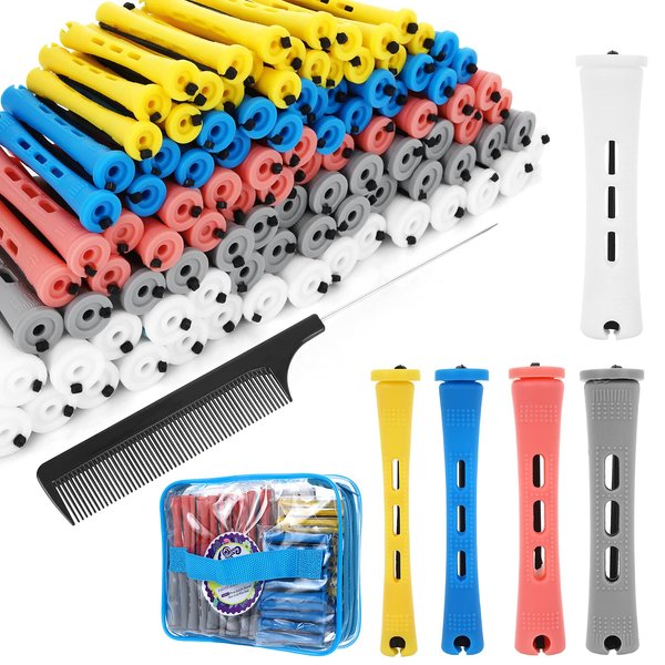 SPTHTHHPY Hair Roller Set, 100 PCS Perm Rods with 5 Sizes Hair Curler for Women Long Short Hair DIY Hairdressing Styling Tools