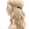 Numblartd Stylish Boho Hippie Feather Hair Band Headband - Indian Vintage Elastic Head Wrap Hair Accessories Headdress for Lady Women (Beige)