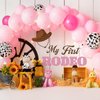 TaoBary My First Rodeo Decal Sign for Backdrop Cowboy Happy 1st Birthday Party Decorations One Birthday Sticker for Balloon Arch Decorations Party Sign Wall Decor(Girl)