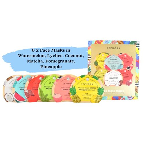SEPHORA Collection Wishing You Face Mask Magic:: Watermelon, Lychee, Coconut, Matcha, Pomegranate, and Pineapple