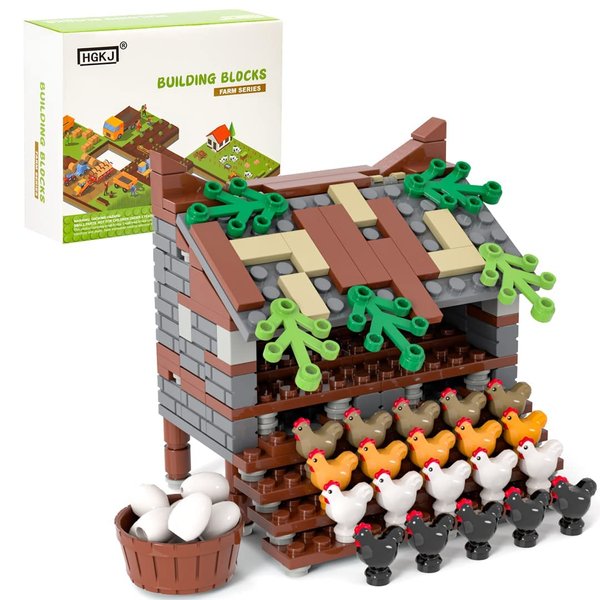 New Model Building Blocks City Farm Animals Building Blocks for Kids MOC Bricks Parts Chicken Coop Hen House Toys for Children Boy Girl DIY Gifts (Chicken coop)…