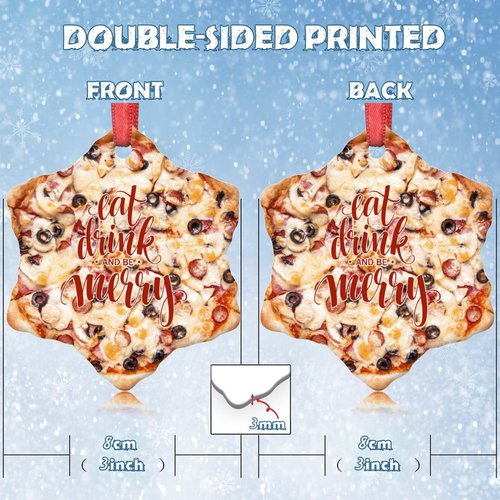 Vegan Truffle Pizza Christmas Ornaments Funny Food Christmas Tree Ornaments Ceramic Round Pizza Personalized Christmas Ornaments 2022 Keepsake Christmas Decor, 3 inch