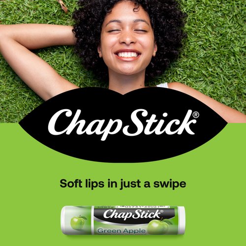 ChapStick Lip Moisturizer, Green Apple, 12-Pack – Bulk Lip Balm, Sweet & Tangy, 0.15 Oz Ea