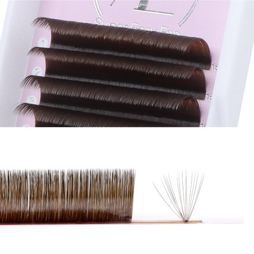 ALLOVE Colored Eyelash Extension Super Easy Fan Brown Volume Lash Extensions 0.05mm D Curl 15-20mm Mixed Tray Rapid Blooming Colorful Volume Lashes Self Fanning Lash Extension Supplies