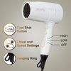Travel Compact Hair Dryer, 1875W Lightweight Blow Dryer with Detachable Handle,1 Nozzle, 2 Heat Settings, 2 Speed Slide Switch, Cool Shot Button, Fast Drying for Family, Student (White)
